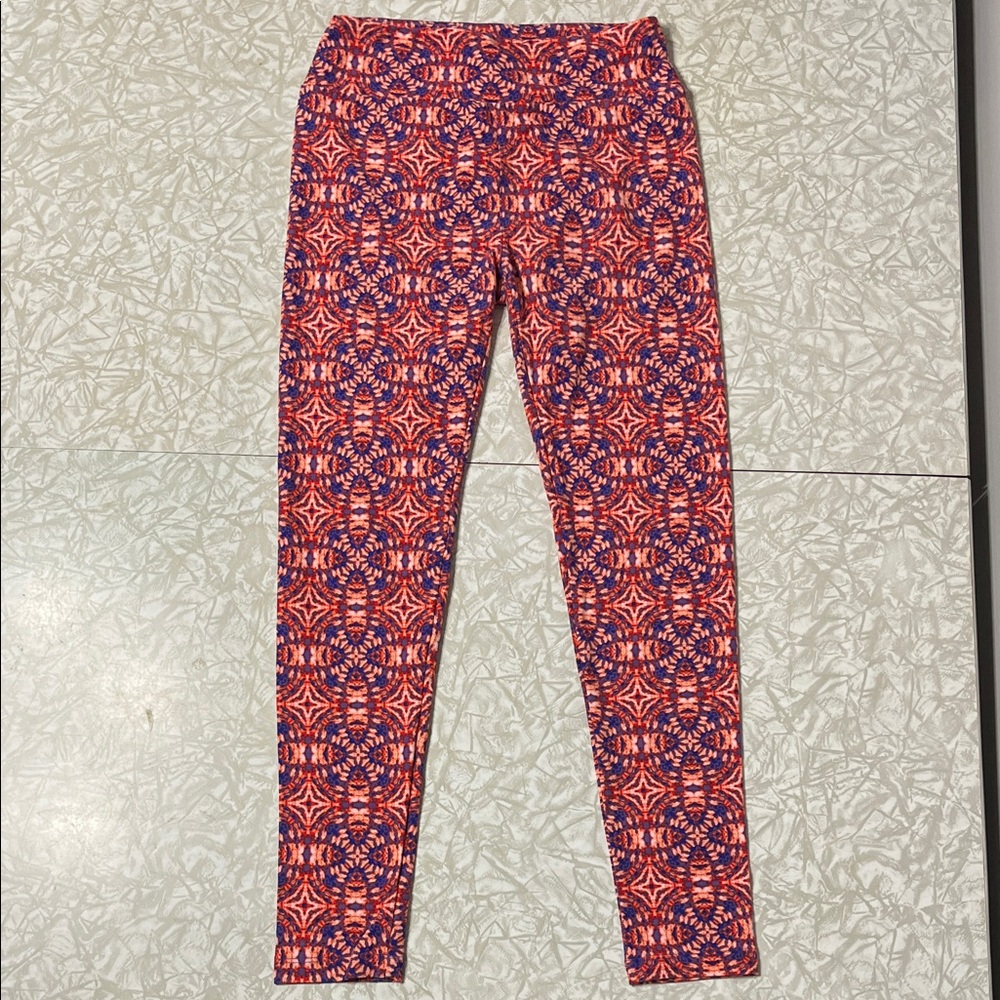 LuLaRoe Red and Blue Patterned Leggings